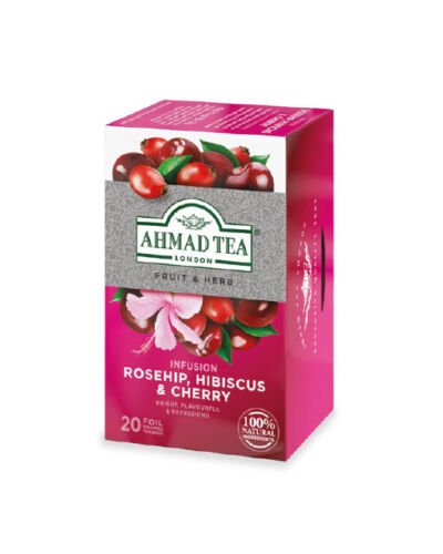 Ahmad Tea Rosehip, Hibiscus & Cherry, 20 Foil-Wrapped Teabags